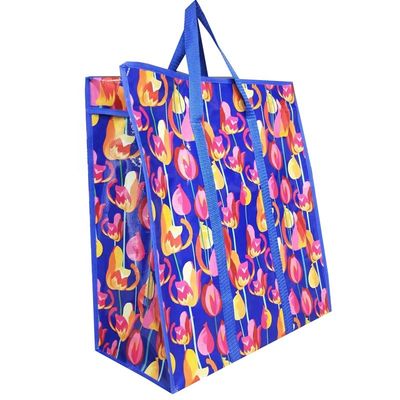 moda nuevo diseño pp de compras bolso de cremallera paquete de gran comprador de material tejido bolsa