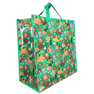 Bolsas de compras de cerrojo tejidas reutilizables personalizadas paquete plegable