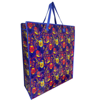 Bolsa de compras de tejido laminada de Pp Brillante Bolsas de comestibles reutilizables a medida