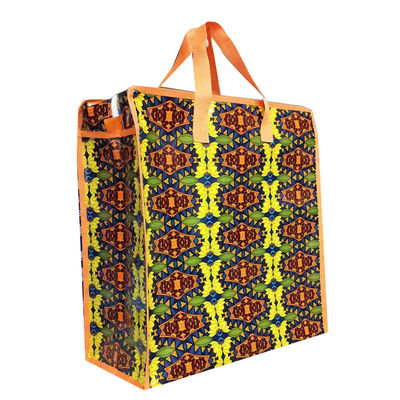 Bolsa de compras de tejido laminada de Pp Brillante Bolsas de comestibles reutilizables a medida