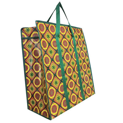 Bolsa de compras de tejido laminada de Pp Brillante Bolsas de comestibles reutilizables a medida