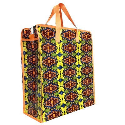 Bolsa de compras de tejido laminada de Pp Brillante Bolsas de comestibles reutilizables a medida