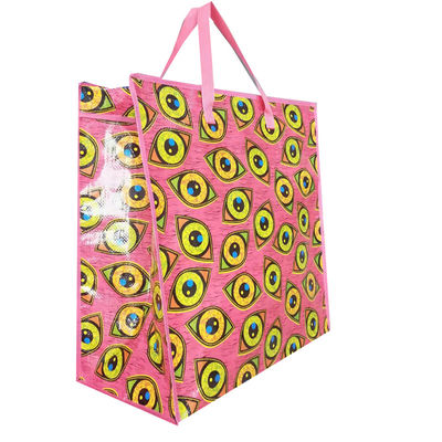 Bolsa de compras de tejido laminada de Pp Brillante Bolsas de comestibles reutilizables a medida