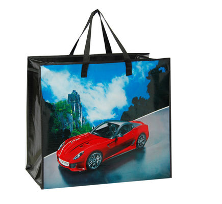 Recicla bolsa ecológica de compras rosa reutilizable de tejido de PP con logotipo impreso
