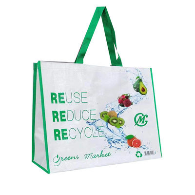 Embalaje ecológico reutilizable Pp Bolsa de toque tejida lavable con doble mango