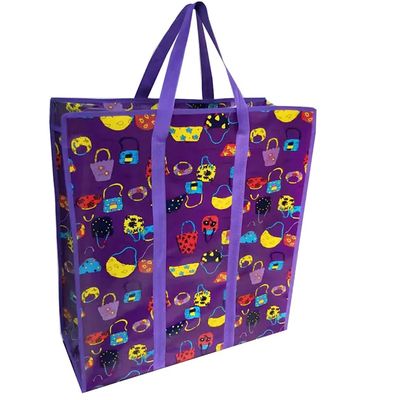 Bolsas de compras tejidas impermeables con cremallera reutilizables Eco amigable mango de nylon personalizable