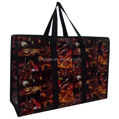 Bolso de toque laminado brillante ecológico con mango tejido fuerte