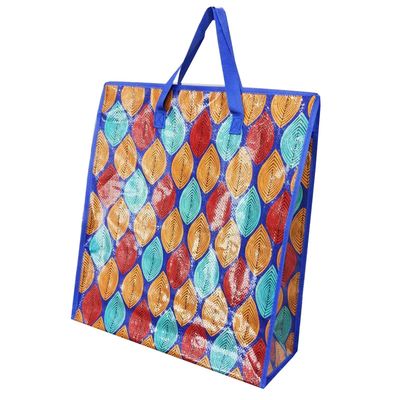 Bolsas de compras tejidas laminadas ecológicas reutilizables personalizadas impermeables con mango tejido