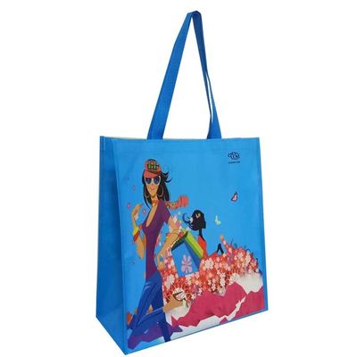 Bolsa de compras de tejido de pluma de mango plegable impresa Impresión CMYK de alta resolución