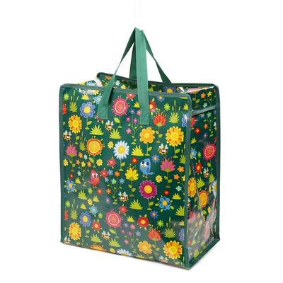 Bolsa de compras de comestibles doble mano lavable en colores CMYK vibrantes