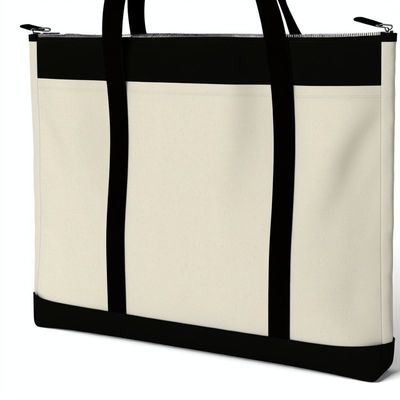 Logotipo personalizado Impreso Bolsa de Tote de lona con cremallera con revestimiento de PP para compras personalizadas