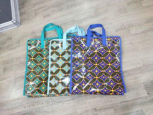 Bolsas de compras de tejido de PP ecológicas personalizadas con laminación de cremallera e impresión en grabado