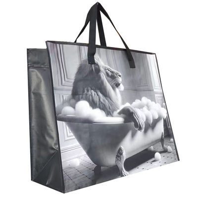 Bolsas tejidas laminadas ecológicas Bolsas de toque con mango tejido